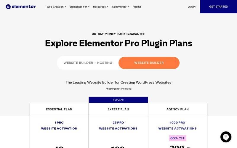 Elementor Pro Plugin and Website Hosting